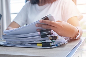 Employee looking at documents