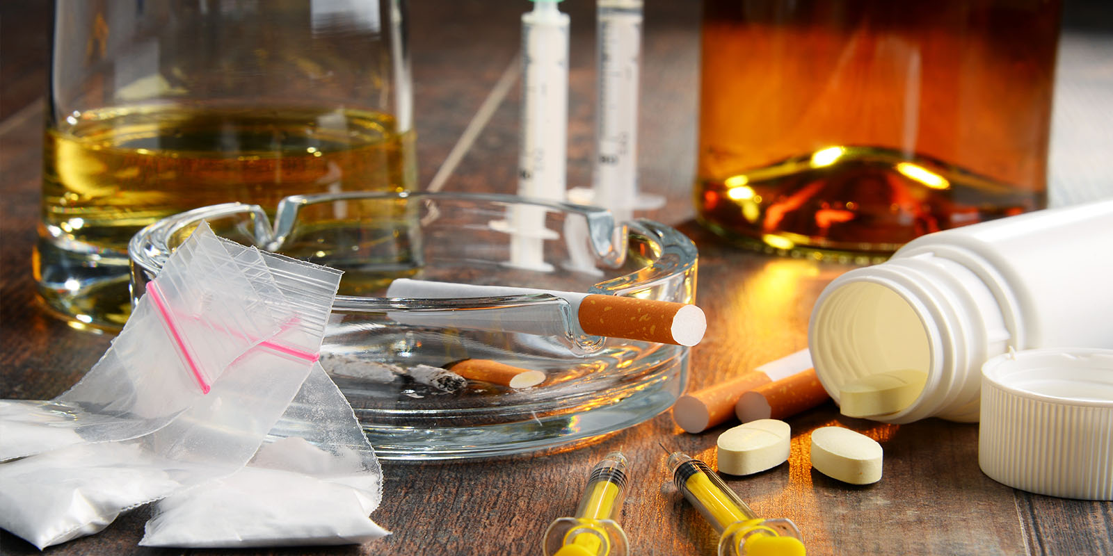 Variety of addictive substances, including alcohol, cigarettes and drugs