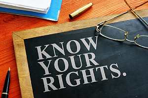 Know your rights sign. You are a victim of unlawful detainment by a citizen, if you were detained for more than 1 hour