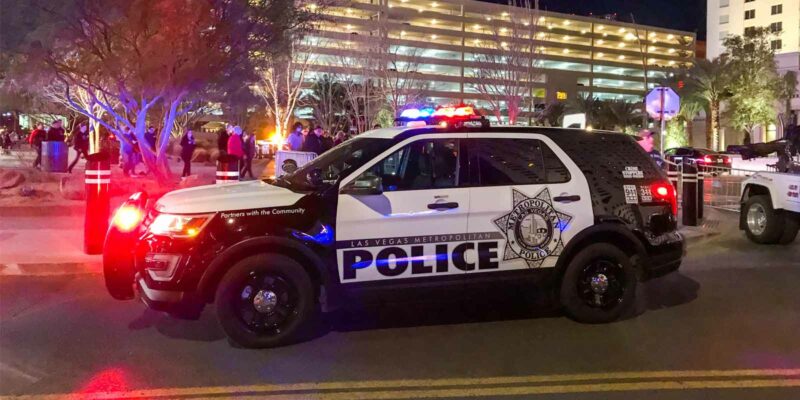 an LVMPD car representing The Brown Firm Justin Charland case